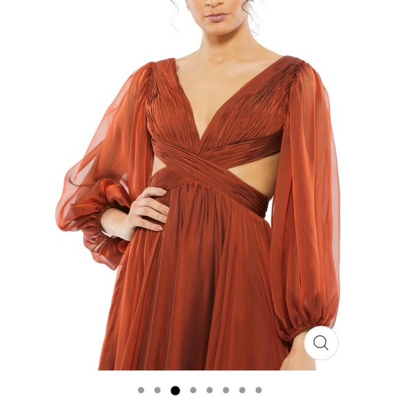 Mac Duggal Blouson Sleeve Tiered Open Back Dress - Picture 4 of 12